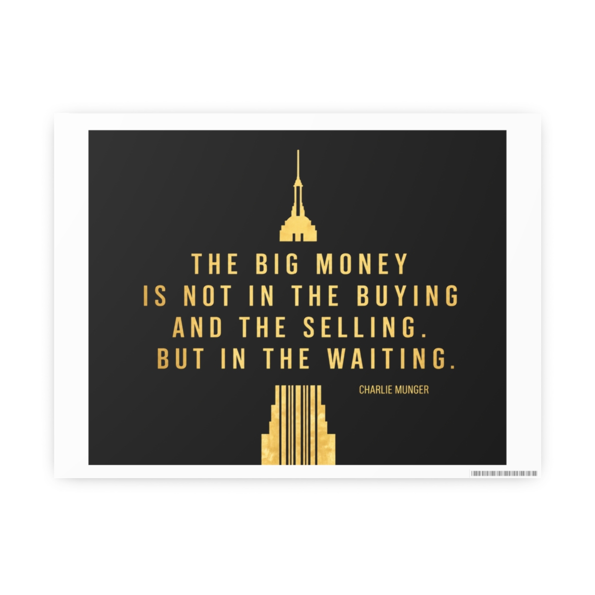 and gold canvas print featuring a quote by Charlie Munger: "The big money is - Official Creator merchandise