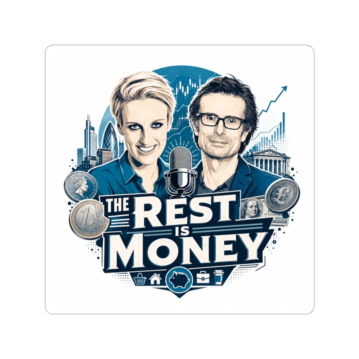 The Rest Is Money Sticker - alternate angle 2, merchandise